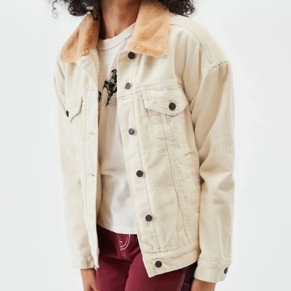 Pacsun Oversized Cream Corduroy Sherpa Trucker Jacket. - Picture 2 of 8